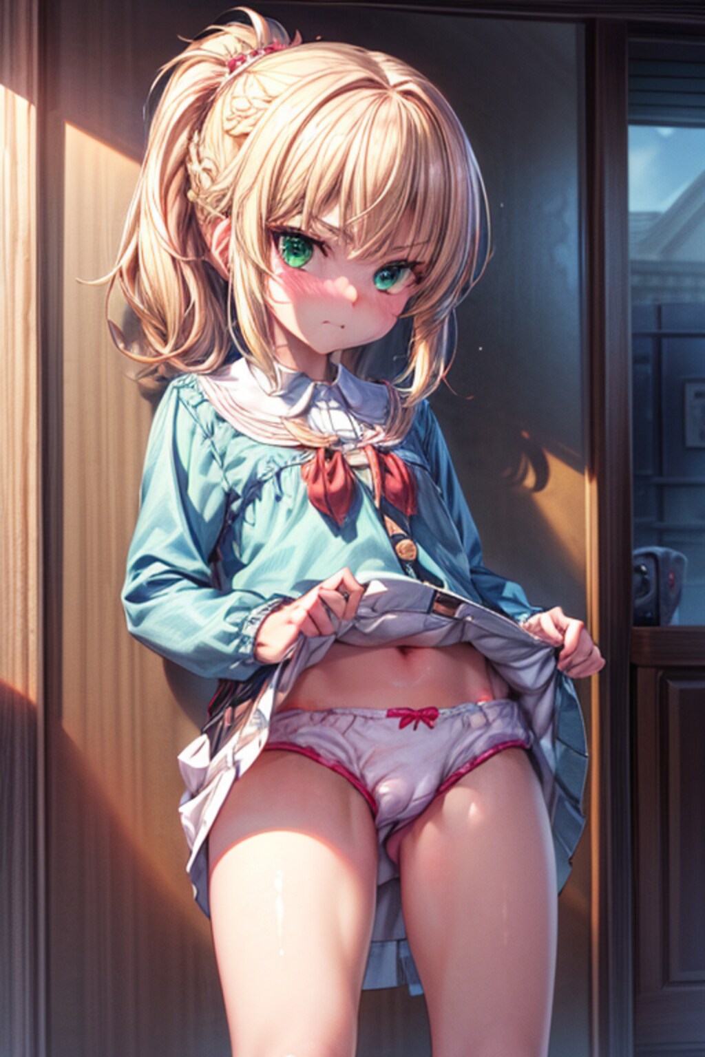 ロリモードレッドスカートたくし上げ