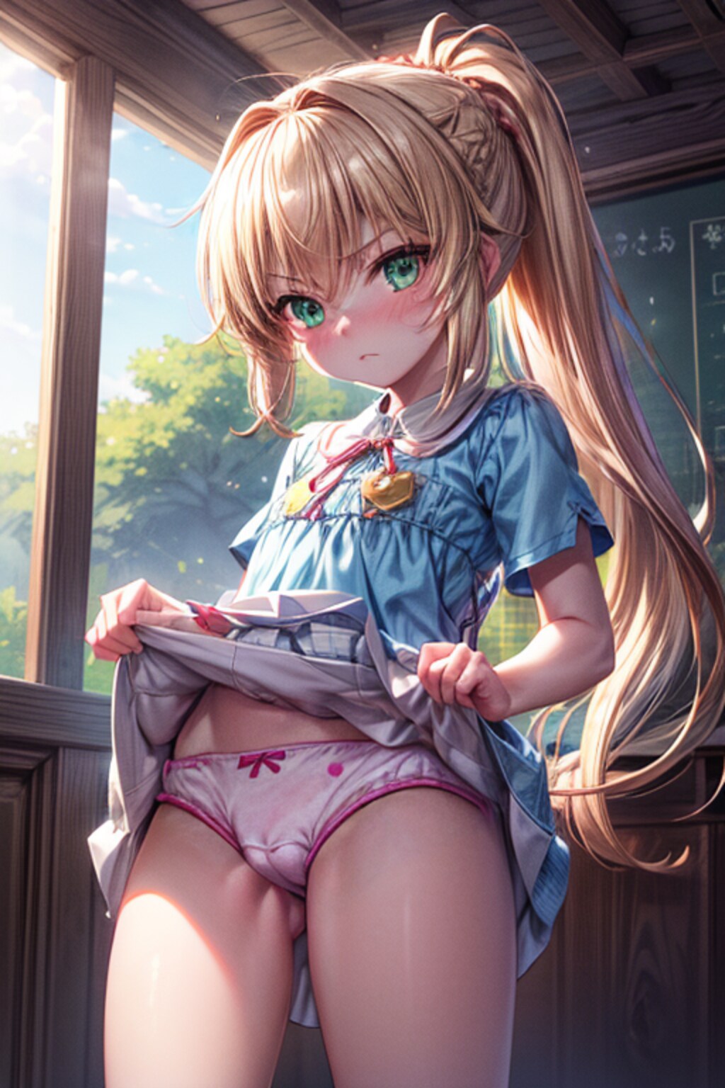 ロリモードレッドスカートたくし上げ