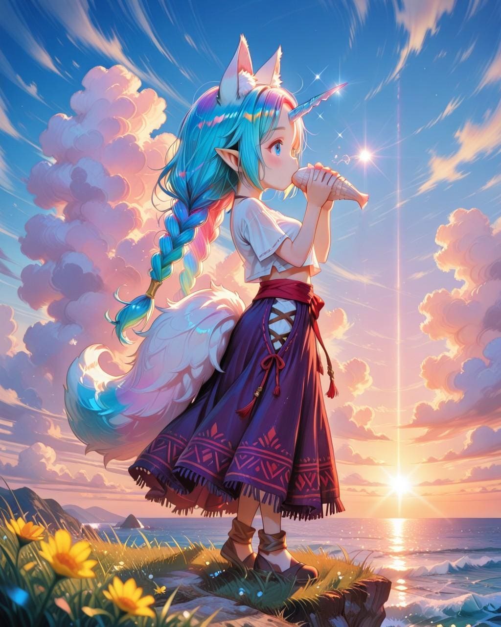 5枚）ほら貝とユニコーン娘