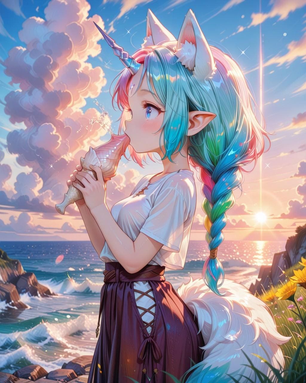 5枚）ほら貝とユニコーン娘