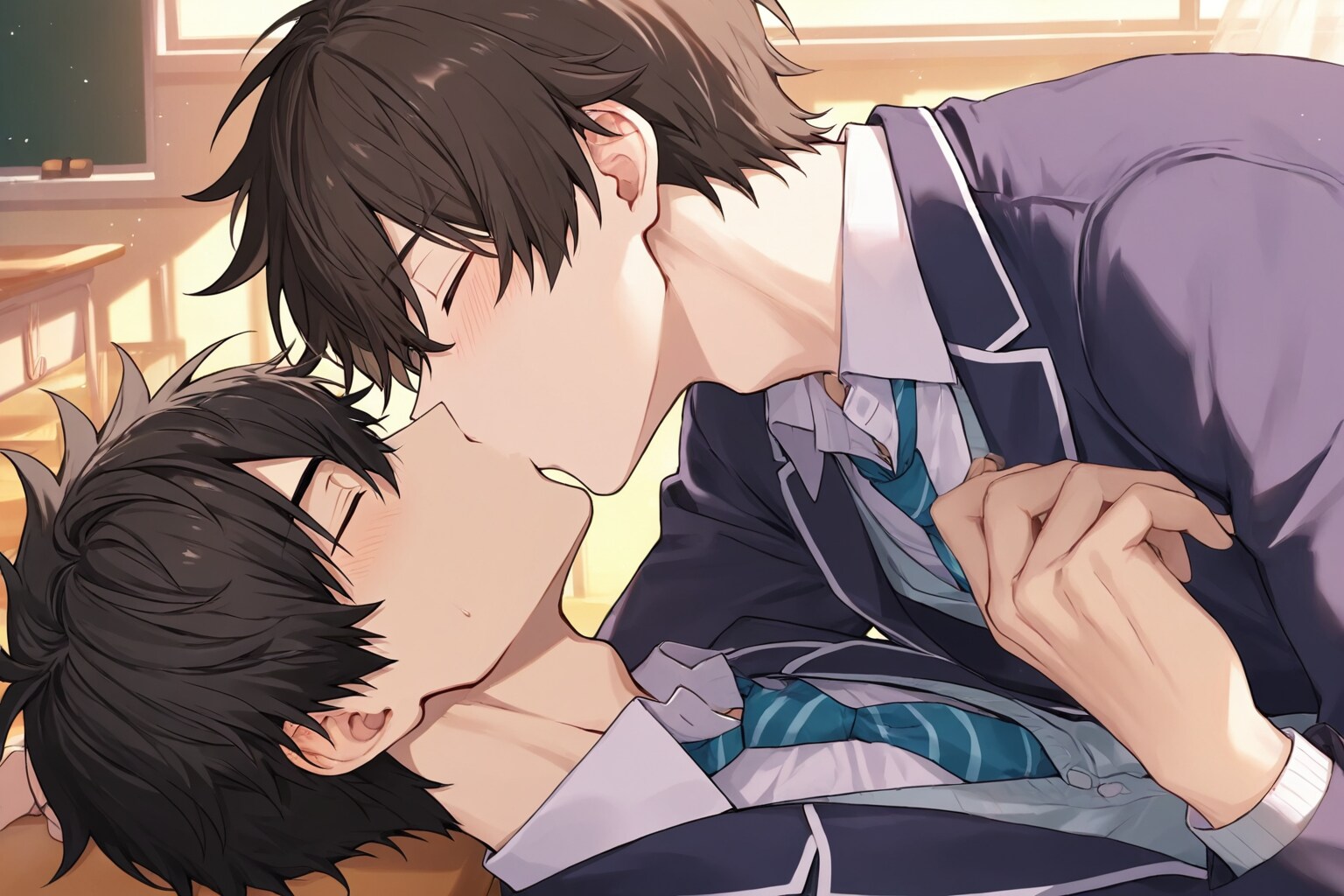 放課後の教室で　茶髪×黒髪
