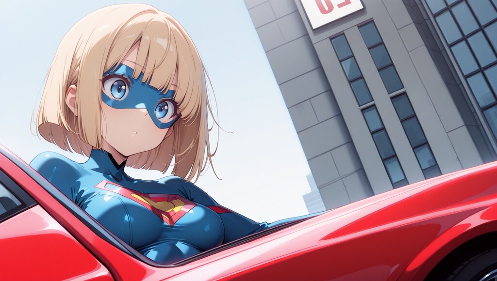 車を持ち上げるスーパーガール