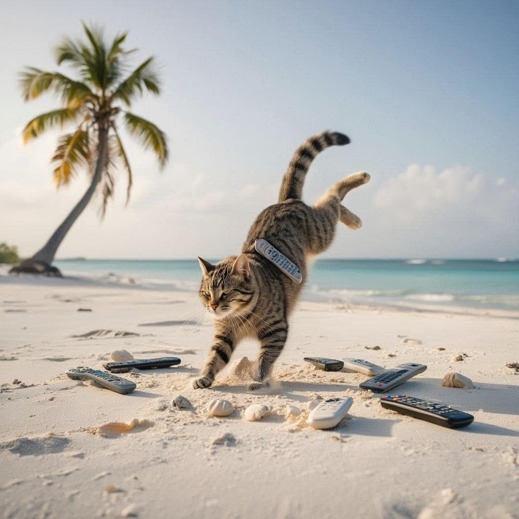 リモコンを持ってきた猫