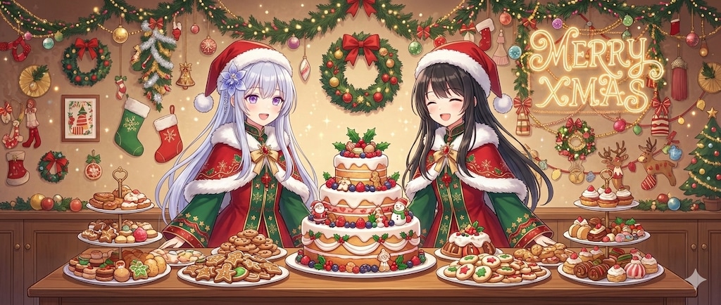 お菓子沢山のクリスマスパーティー