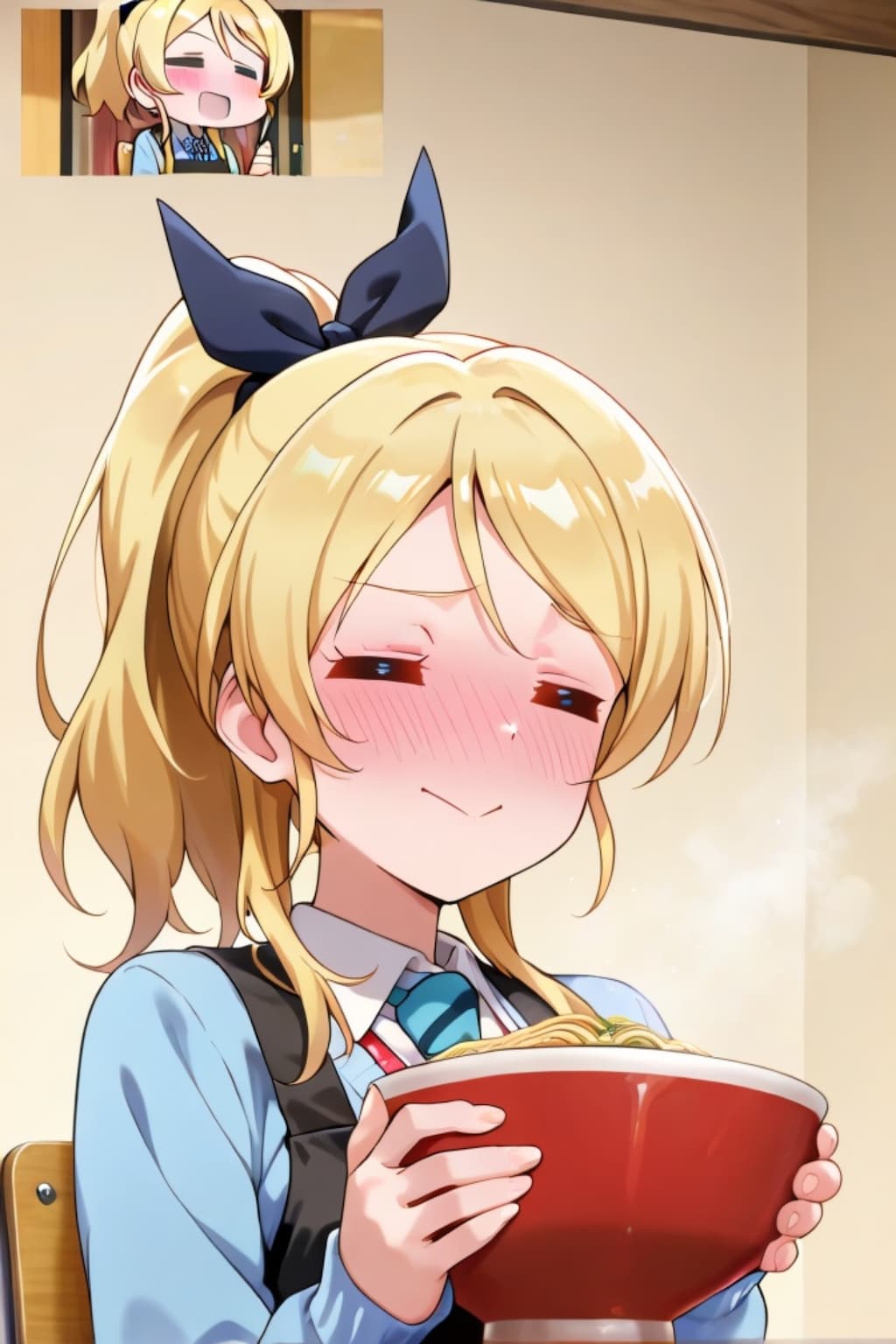 ラーメンを食べる絢瀬絵里