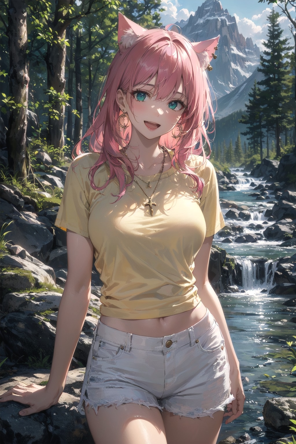 渓流で水遊びだよー🐱🎶