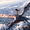 ドラゴンとパリの空を飛ぶ少女 2枚目