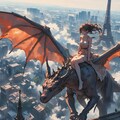 ドラゴンとパリの空を飛ぶ少女 5枚目