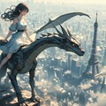 ドラゴンとパリの空を飛ぶ少女 4枚目