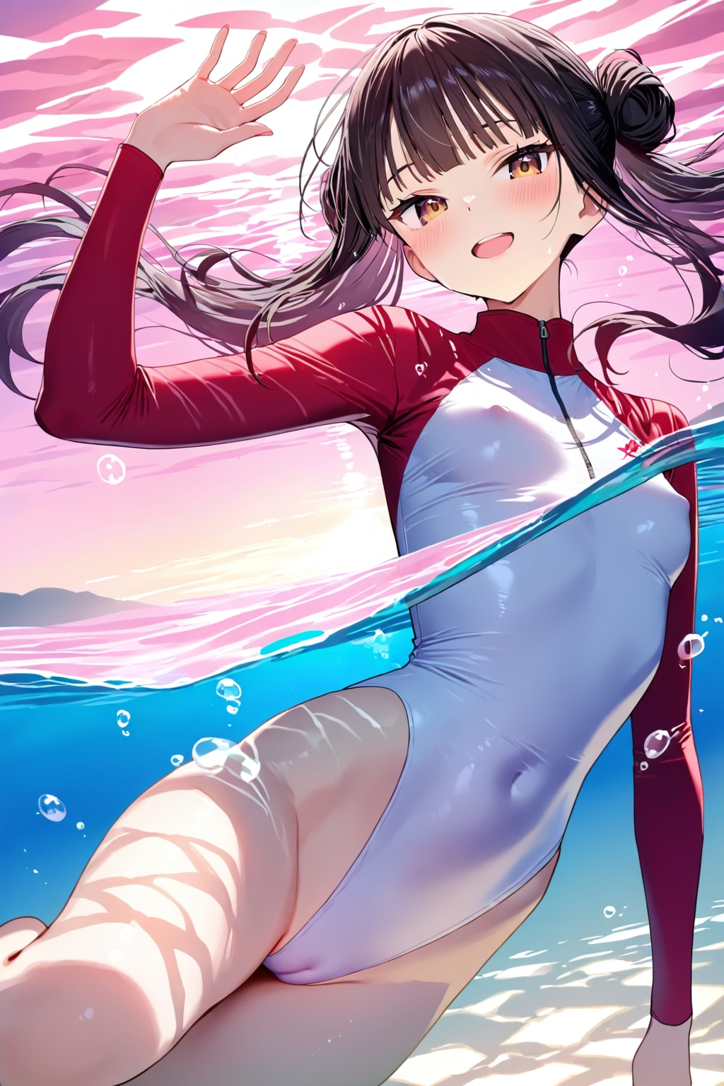 髪まとめた〜