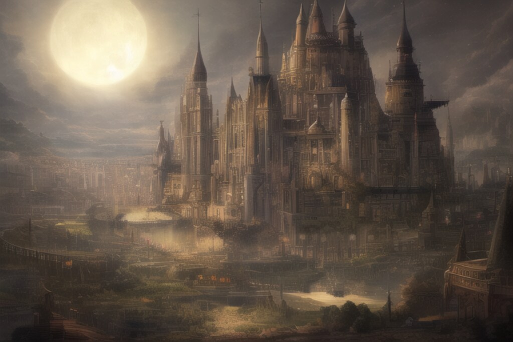 満月の下の異世界城