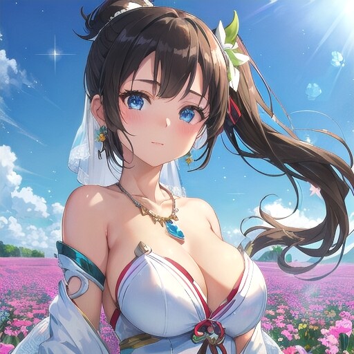 花畑で優雅に