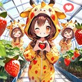 いちご狩りキリン着ぐるみちび子ちゃん 2枚目