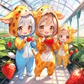 いちご狩りキリン着ぐるみちび子ちゃん 3枚目