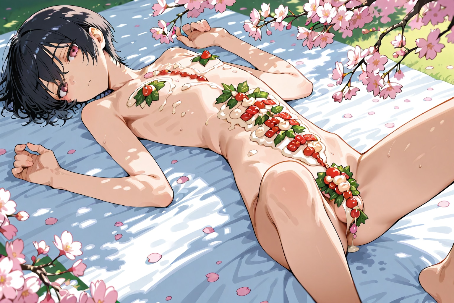 お花見料理の皿になった男の娘