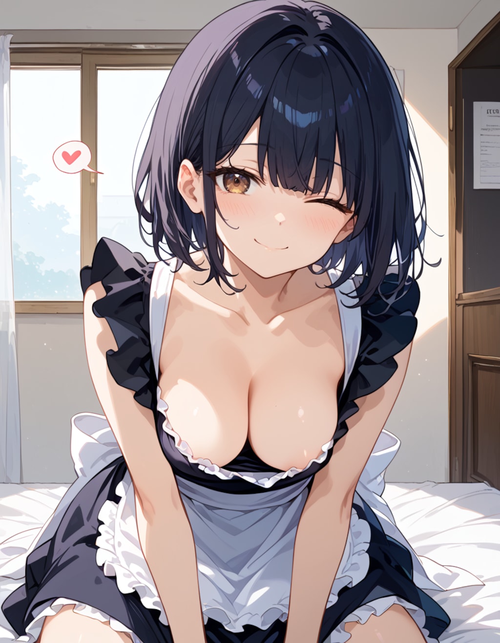 童顔巨乳黒髪美少女の胸チラ