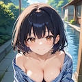 童顔巨乳黒髪美少女の胸チラ 2枚目