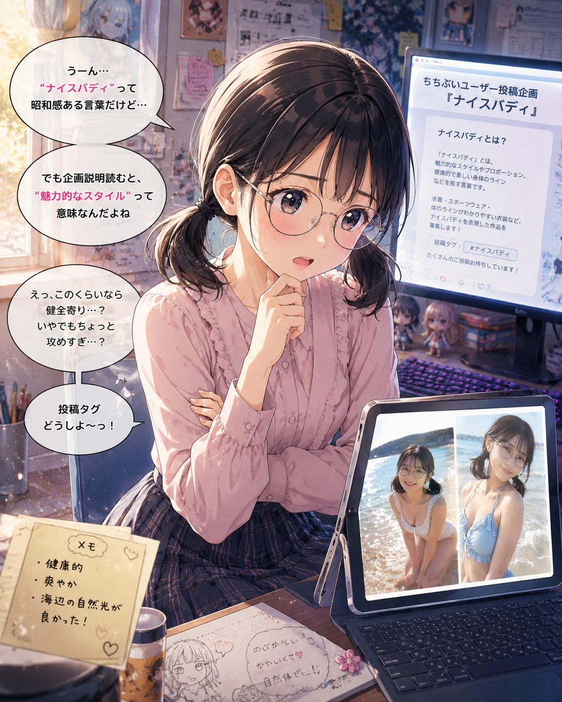 投稿画像に悩むのびかちゃん