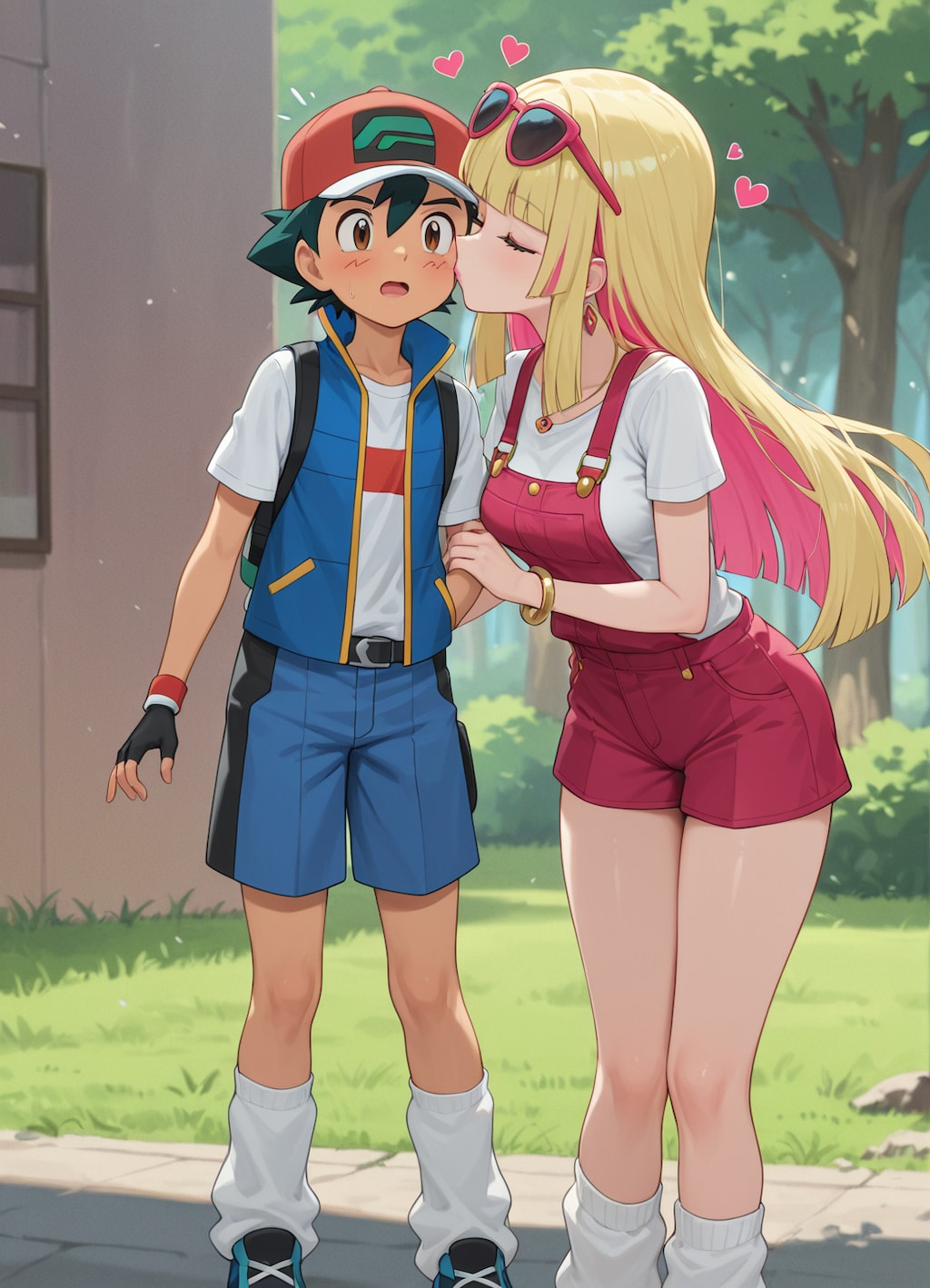 リサはサトシの頬にキスをした！