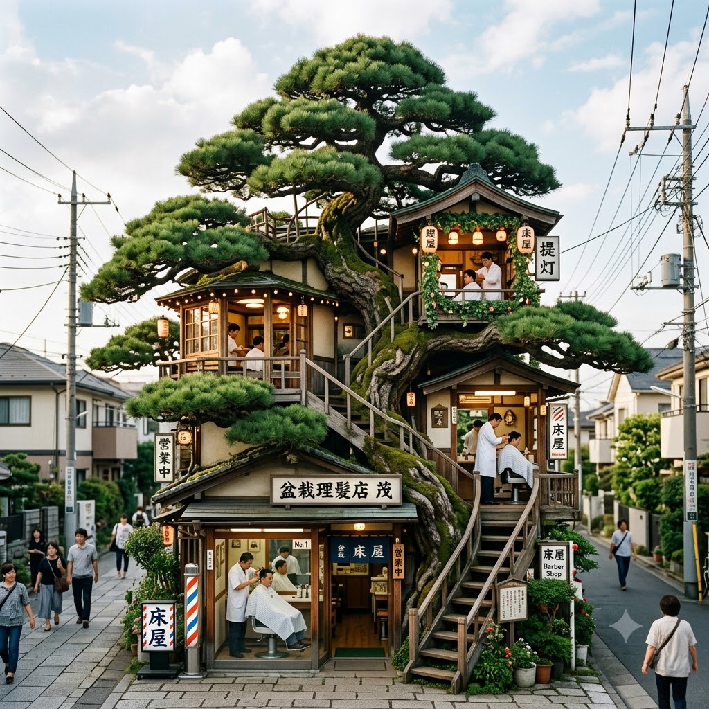 盆栽っぽい理髪店