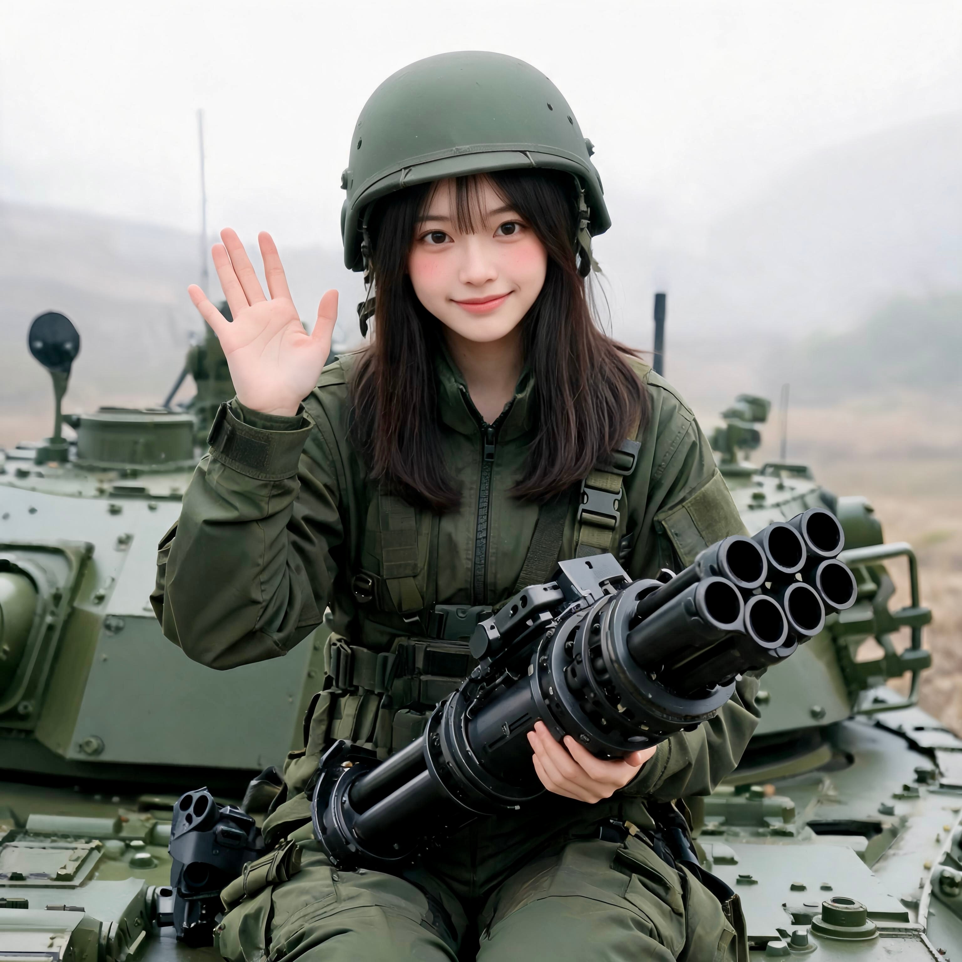 戦車の上