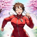 桜を走るスニーカー体操服コスプレブルマ人妻 7枚目