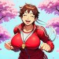 桜を走るスニーカー体操服コスプレブルマ人妻 8枚目