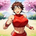 桜を走るスニーカー体操服コスプレブルマ人妻 5枚目