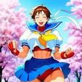 桜を走るスニーカー体操服コスプレブルマ人妻 4枚目