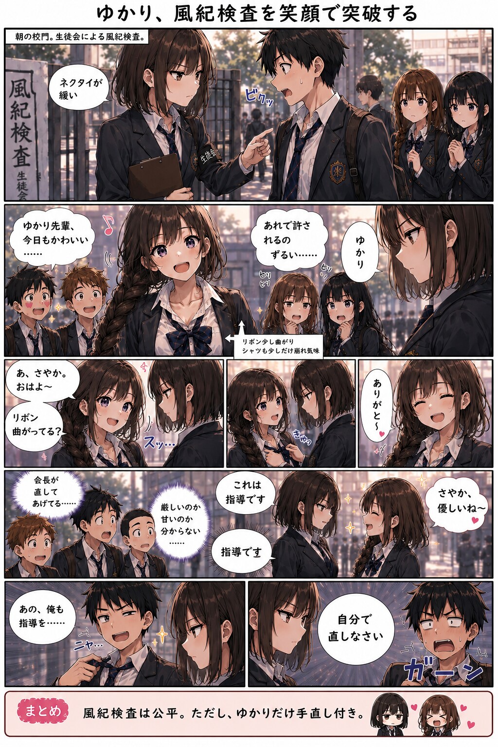 ゆかり、風紀検査を笑顔で突破する