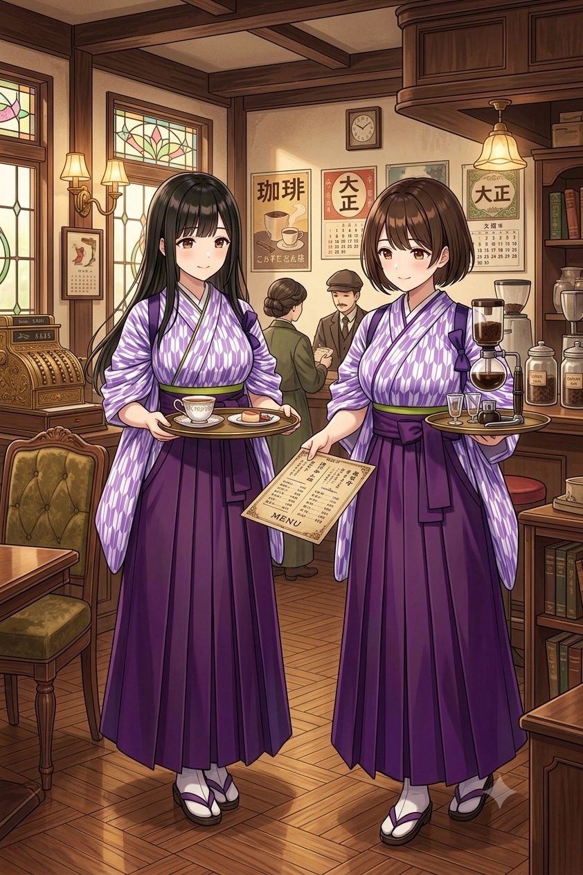 大正浪漫喫茶の看板娘たち