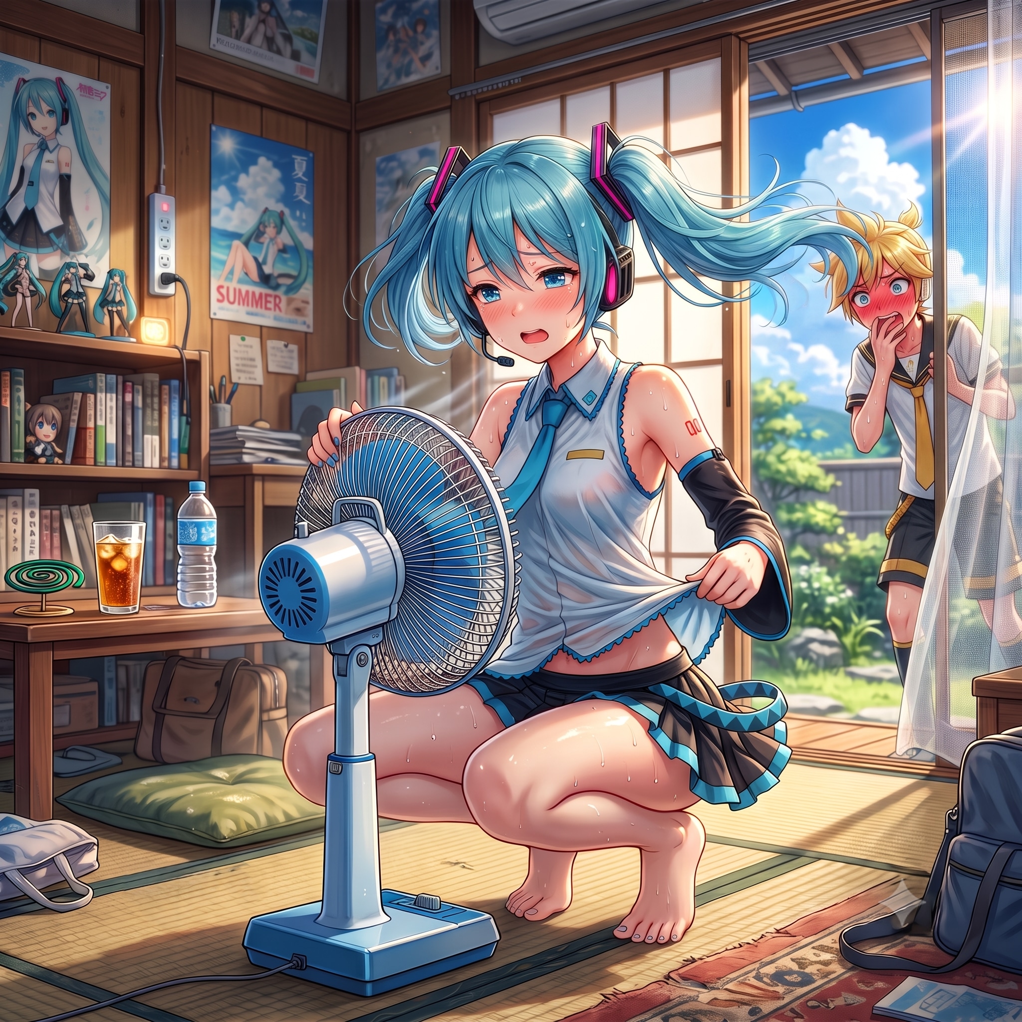 エアコン壊れた部屋にミクさん💦