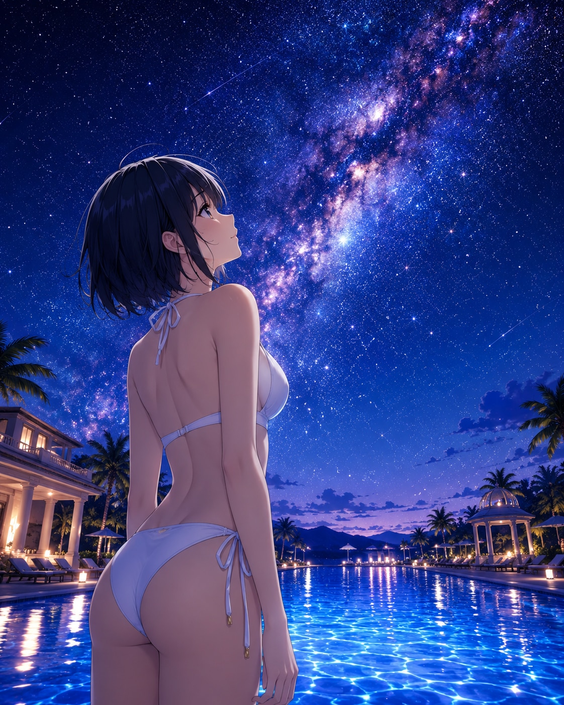 ナイトプールと女の子