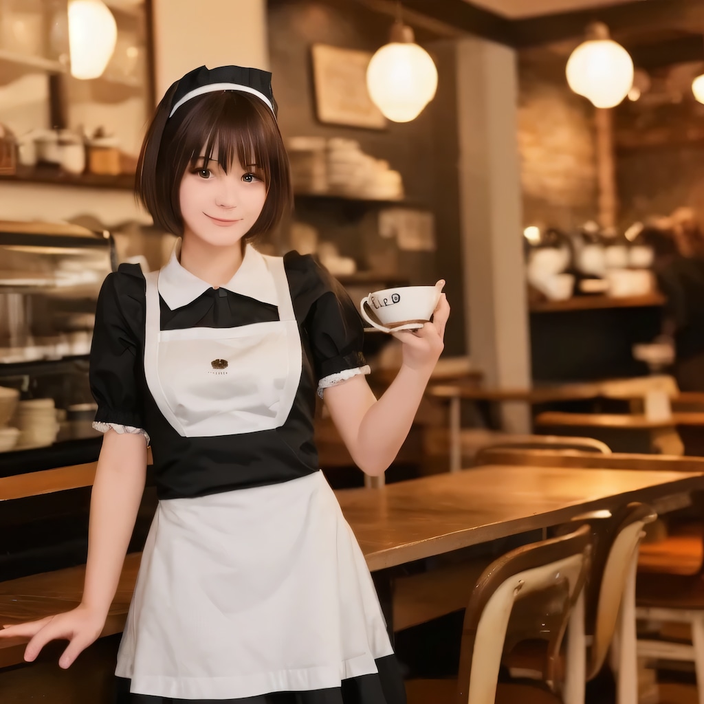 黒髪ボブでカフェの美女４