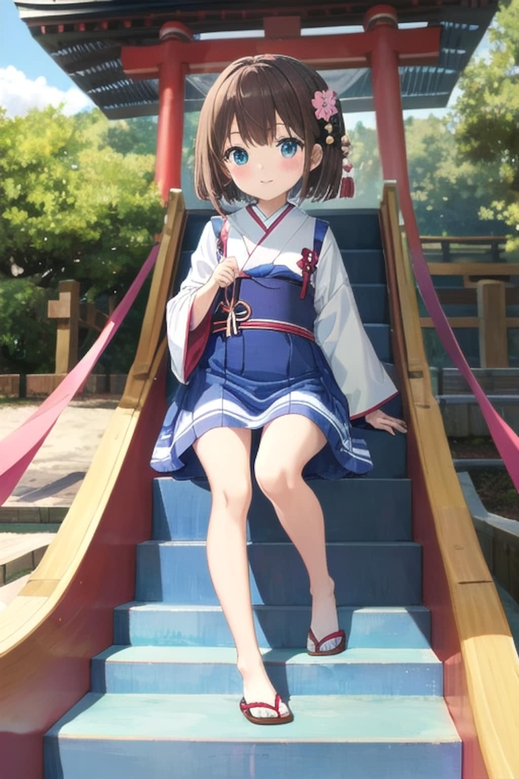 当神社名物、奈落への階段です💗