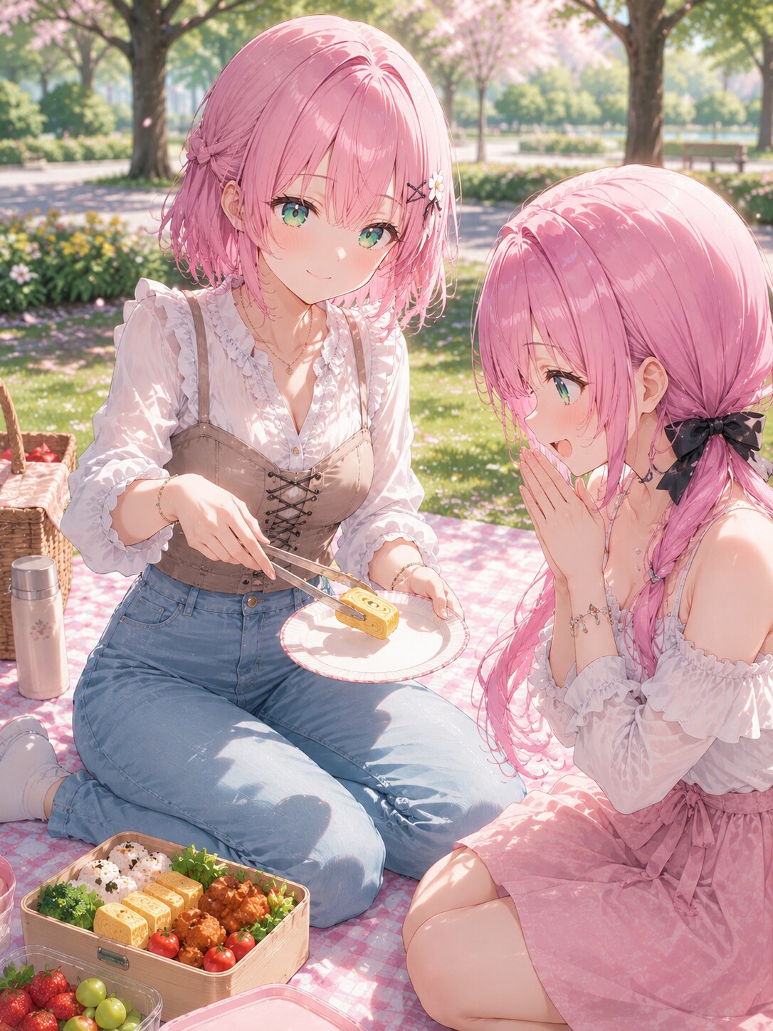 桃花と李々花のピクニック