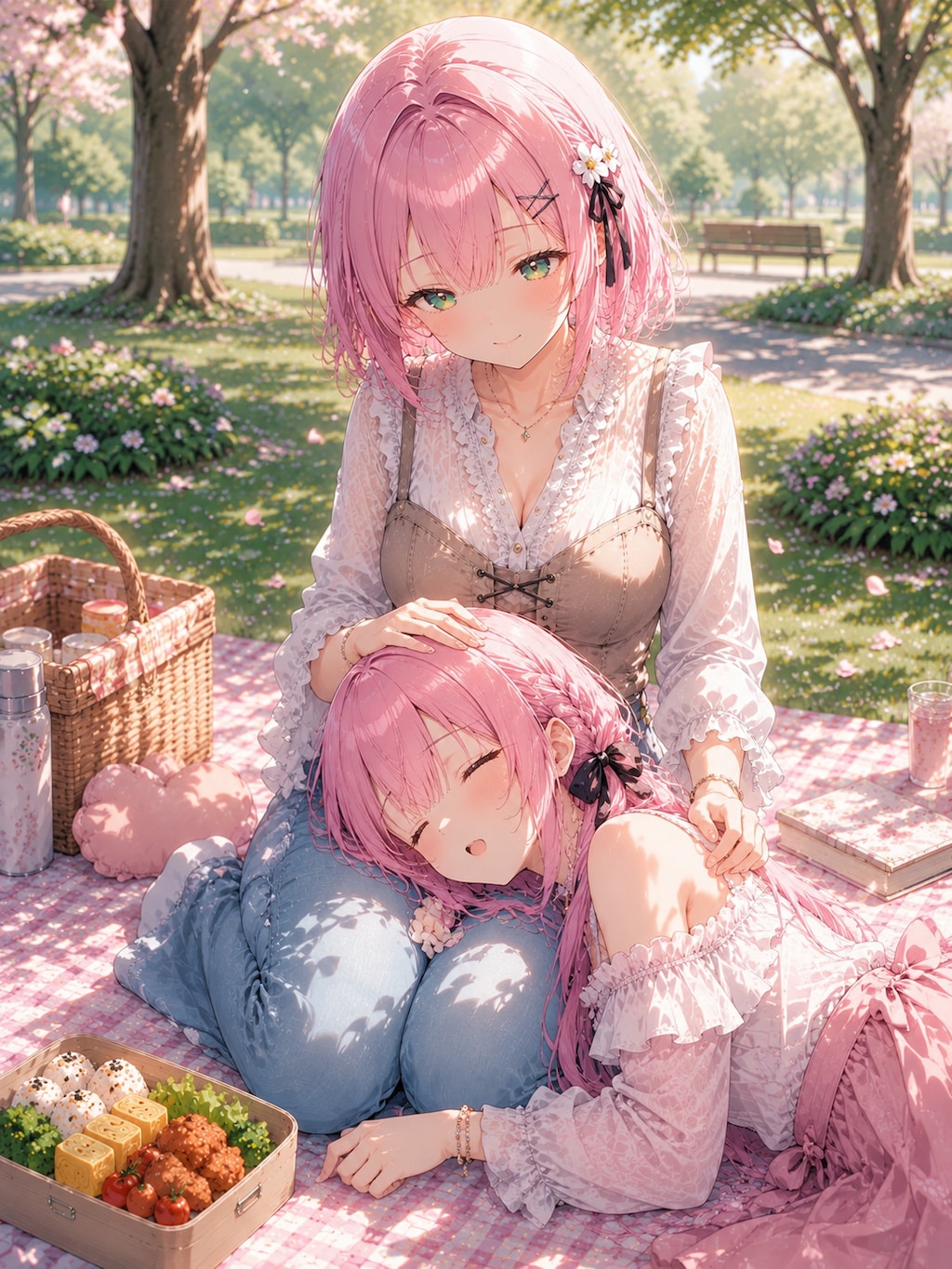 桃花と李々花のピクニック