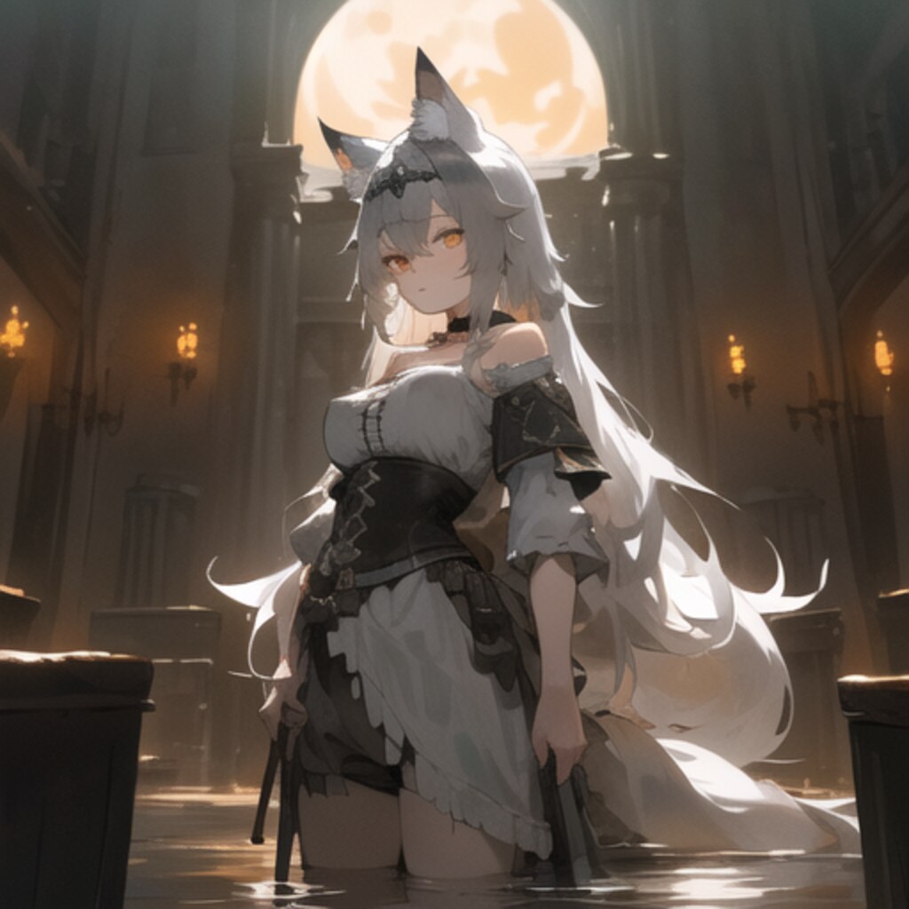 月光の中のオオカミさん