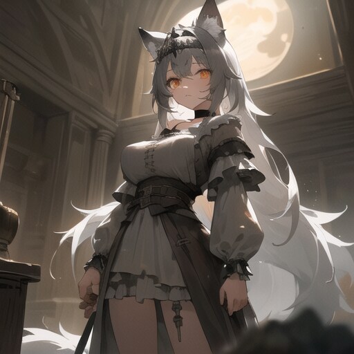月光の中のオオカミさん