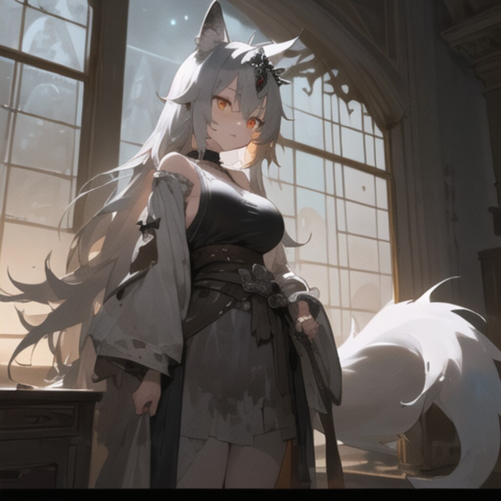 月光の中のオオカミさん