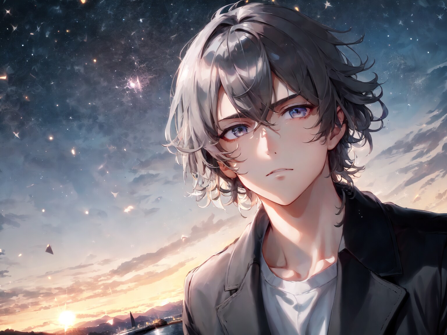 夕空の下で