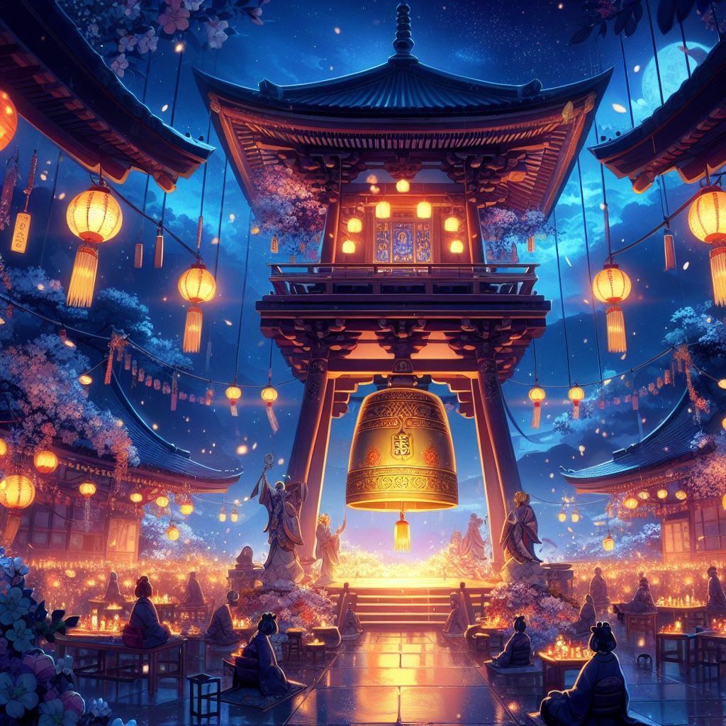 夜のお寺の鐘