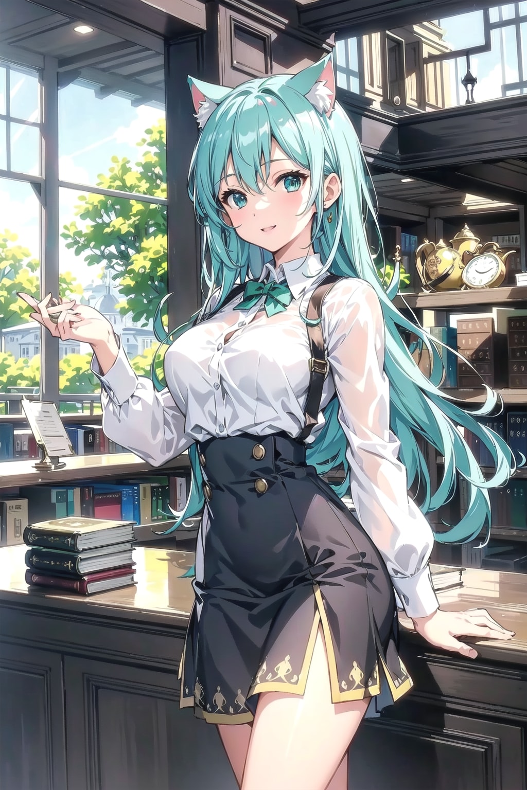 猫耳図書館へようこそ🐱✨ | の人気AIイラスト・グラビア