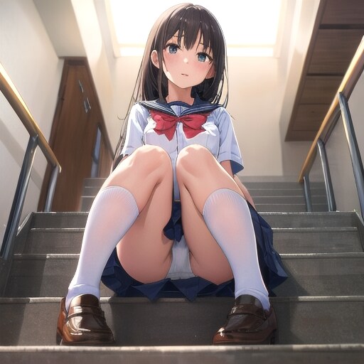 階段に座る少女2