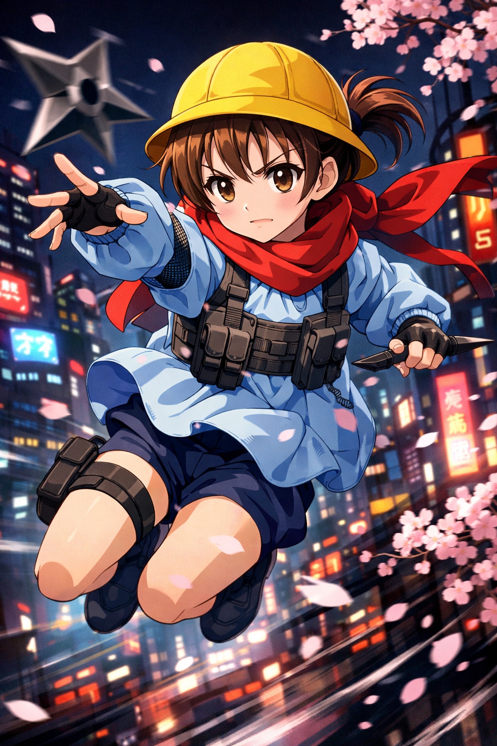 スモックを着た忍者の女の子