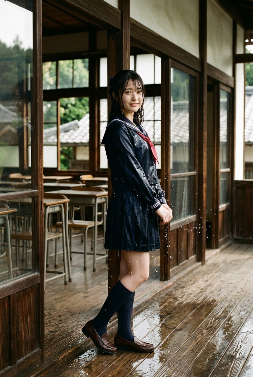 ずぶ濡れセーラー服