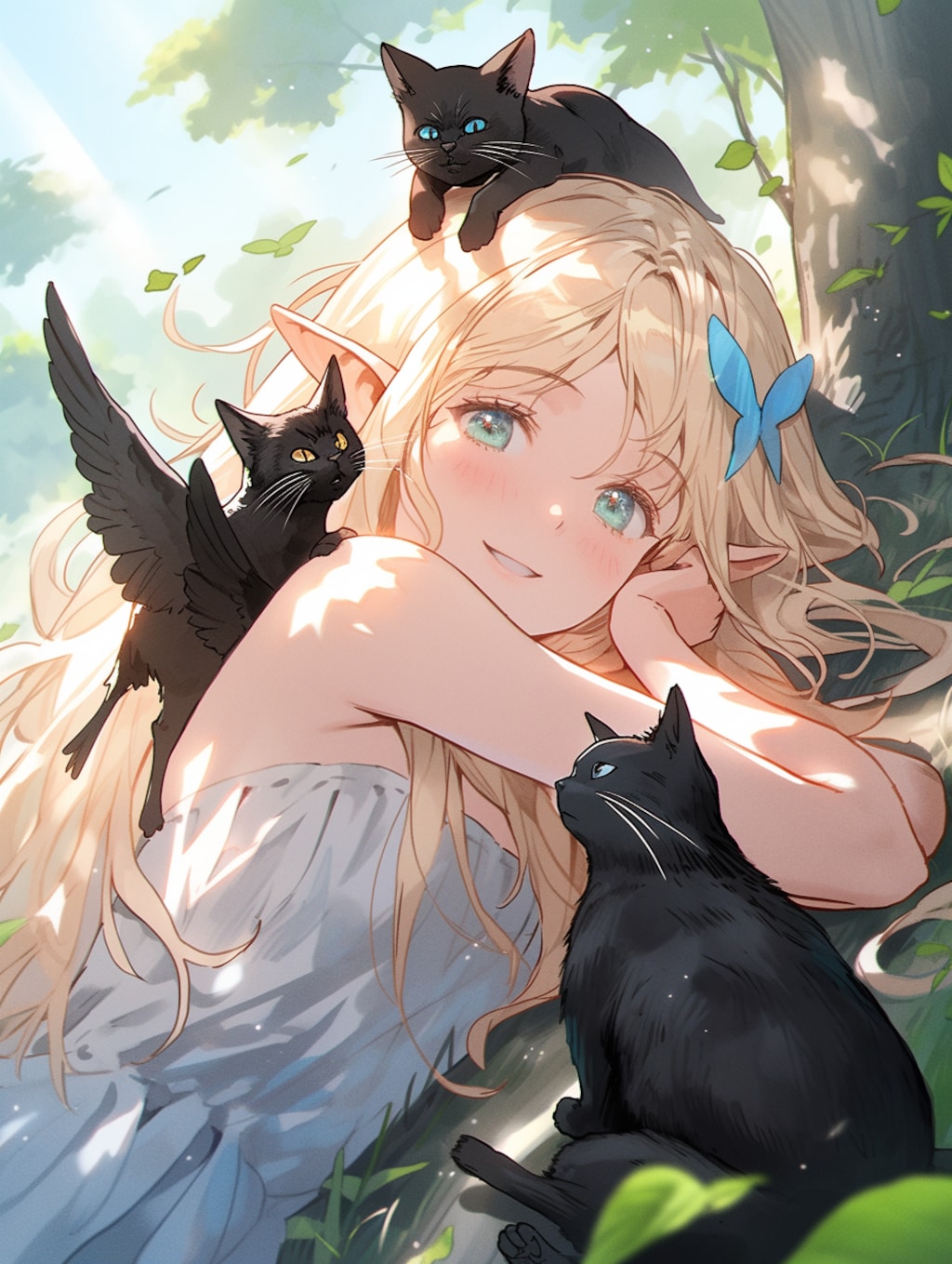 翼の生えた黒猫