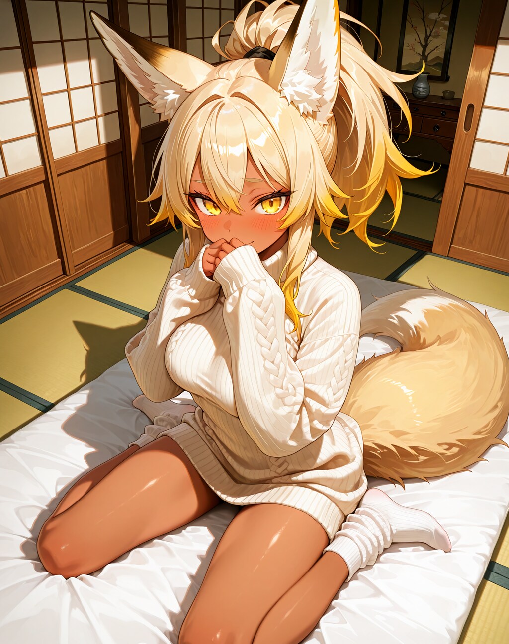 萌え袖セーター金狐