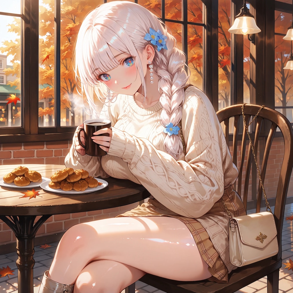 萌え袖で秋コーデ