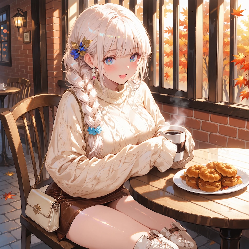 萌え袖で秋コーデ